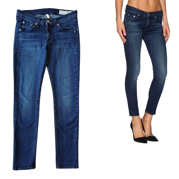 Rag & Bone The Capri Southport Dark Wash Low Rise Skinny Cropped Jeans Revolve - Picture 1 of 9